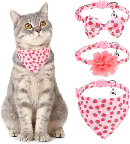 Miniatura 11 de Collares Navideños Separables para Gatos con Campana y Bonitos Colgantes - Paquete de 3 Collares de Seguridad Ajustables para Gatitos - Collar