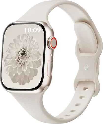 Miniatura 40 de Bandas delgadas de silicona deportivas compatibles con Apple Watch de 38mm 42mm 40mm 44mm 41mm 45mm 46mm 49mm, correa de repuesto delgada y estrecha