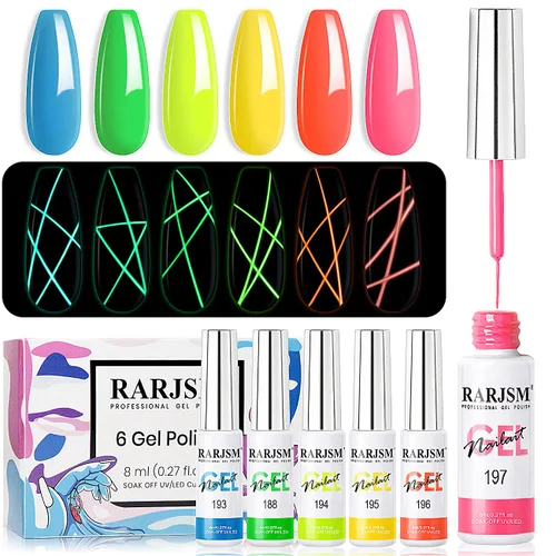 Miniatura 11 de RARJSM Arte de uñas en gel con líneas, conjunto de pintura de gel de colección de algodón de azúcar, pintura con alambre y dibujo de gel para diseño