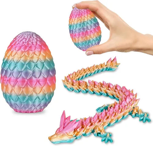 Miniatura 19 de Huevos de dragón pequeños con dragón en el interior, regalos divertidos sorpresa impresos en 3D para niños, juguetes fidget articulados de dragón Oro