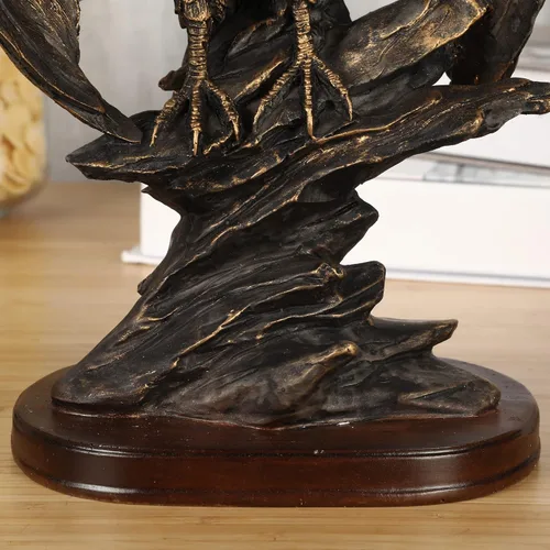 Miniatura 5 de H&W Estatua patriótica de águila sobre rocas de 10.25 pulgadas de alto, pájaro salvaje, águila decorativa de bronce, figura de resina de pátina
