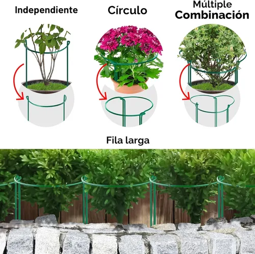 Miniatura 4 de K-Brands Paquete de 12 estacas de soporte para plantas, anillo de soporte de peonía medio redondo resistente y jaula para plantas