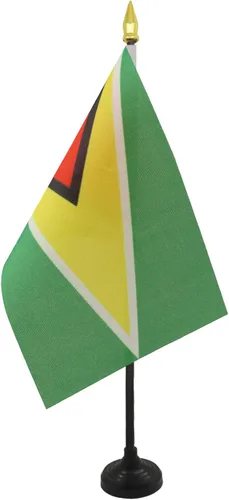 Miniatura 7 de Venezuela Old 7 estrellas con brazos Bandera de mesa 4'' x 6'' - Antigua bandera venezolana de escritorio 5.9 x 3.9 in - tapa de lanza dorada - AZ