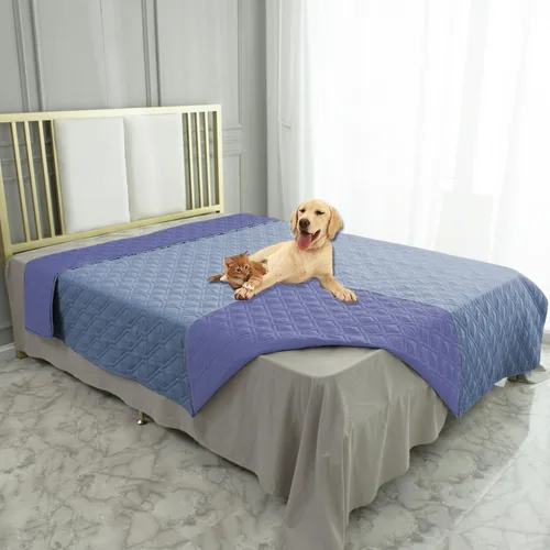 Miniatura 19 de Ameritex Funda Impermeable para Cama de Perro Manta para Mascotas para Muebles Cama Sillón Sofá Reversible Azul marino+azul piedra