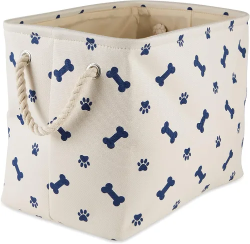 Miniatura 32 de Bone Dry - Colección de almacenamiento para mascotas con diseño de huella de pata y hueso, rectángulo pequeño, 14x8x9 pulgadas, color rosa 2-Rosa