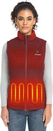 Miniatura 8 de ORORO - Chaleco térmico ligero, chaleco calefactable, con batería, para mujer