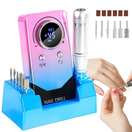 Miniatura 8 de Droyek Máquina Taladro Eléctrico de Uñas Lima Eléctrica Kit de Lima de Uñas para Principiantes Uñas de Gel Acrílico Manicura Pedicura Herramienta