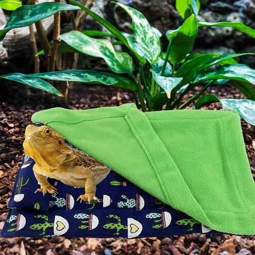 Miniatura 4 de Cama de dragón barbudo con almohada, saco de dormir de lagarto, manta suave y cálida, terrarios accesorios para reptil, lagarto y dragón barbudo Azul