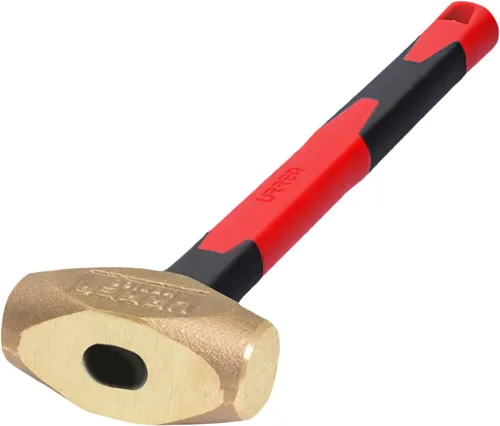 Miniatura 2 de URREA Martillo de trineo – Martillo de perforación de cabeza de latón de 30 onzas con cabeza de golpe forjada y mango acolchado de fibra de vidrio