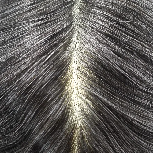 Miniatura 22 de LYRICAL HAIR Toupee para hombres de aspecto natural de cabello humano fino mono encaje hombres reemplazo sistema de pelo PU polipiel alrededor