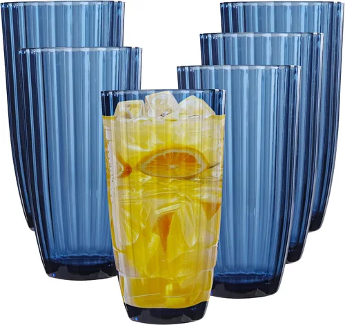 Miniatura 8 de Vasos de plástico acrílico transparente Highball Vasos de plástico reutilizables de 15 onzas (juego de 6) Apilables Vasos sin BPA