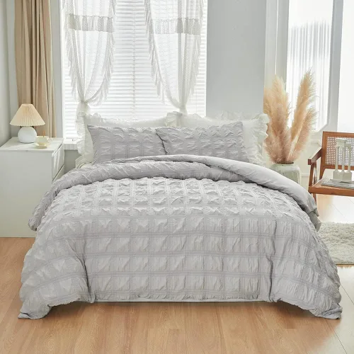 Miniatura 7 de Juego de edredón individual (66 x 90 pulgadas), color beige, ligero para todas las estaciones, juego de edredón y juego de cama con 1 almohada