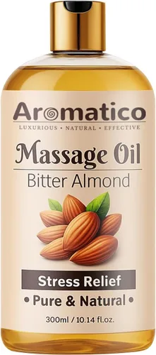 AROMATICO Almond Massage Oil. Hydrates & nourishes Skin, soothes Irritation, Improves Texture & Promotes Relaxation - 10 Fl Oz Rich in Vitamins &