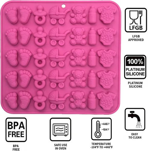 Miniatura 4 de 2 moldes de chocolate – Molde de silicona para chupete de una sola pieza, tamaño bocado, moldes de chocolate para decoración de pasteles y cupcakes