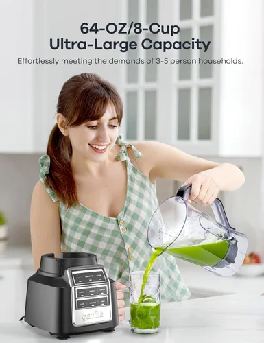 Miniatura 6 de Ganiza Batidora de batidos, licuadora profesional de encimera de 1800 W de potencia máxima para cocina, jarra de jugo de gran capacidad de 64 onzas