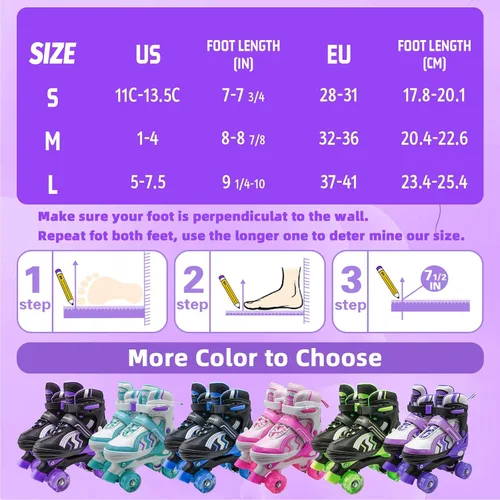 Miniatura 3 de Patines ajustables para niños y niñas, con todas las ruedas iluminadas de 5 a 8 años y 8 a 12 años, para principiantes en deportes al aire libre e