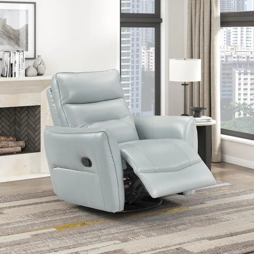 Lexicon Silla reclinable giratoria, sillón reclinable manual de cuero de grano superior, cómodo sillón reclinable para guardería, silla reclinable