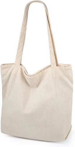 Miniatura 18 de Bolso de pana Iioscre para mujeres, bolsos hobo con cierre de cremallera, bolsos de hombro casuales de gran capacidad con bolsillos interiores