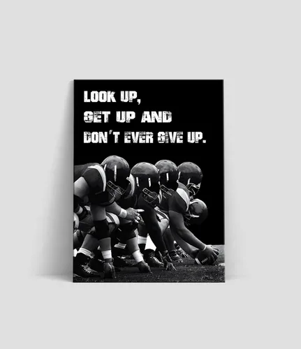 Miniatura 8 de Arte inspirador de pared con texto en inglés «Look Up and Dont Ever Give Up», decoración de fútbol para habitación de niños, fotos de afirmaciones