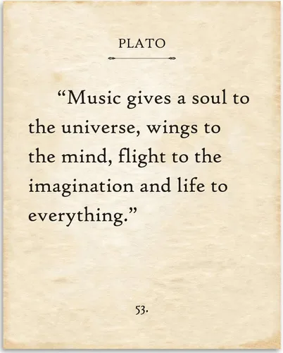 Platón - La música da un alma al universo – cita inspiradora decoración para el hogar y la oficina, gran idea de regalo para los amantes de la