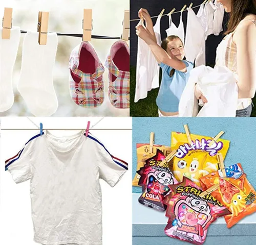 Miniatura 4 de 50 piezas de pequeñas pinzas de madera para fotos con cordel de yute, mini pinzas para ropa para manualidades, decoración, secado de ropa, 50 piezas