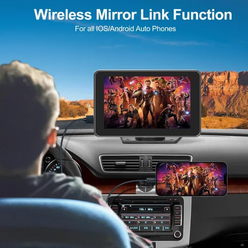 Miniatura 4 de Pantalla portátil para Apple Carplay/Android Auto para coche, pantalla táctil HD de 7 pulgadas, juego de coche inalámbrico con cámara de respaldo