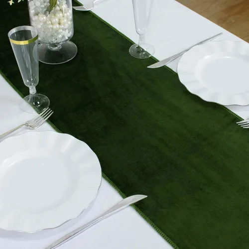 Efavormart - Camino de mesa de terciopelo prémium de 12 x 107 pulgadas, color verde oliva para decoración de bodas y fiestas
