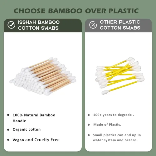 Miniatura 6 de Hisopos de algodón de bambú – 500 unidades – Certificado FSC y aprobado por PETA, puntas dobles ecológicas, palillos para los oídos sin plástico