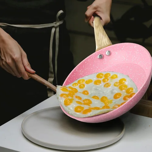 Miniatura 9 de Sartén antiadherente, sartén para huevos rosa de 11 pulgadas, sartén antiadherente 100% PTFE libre de PFOA, sartén para tortilla libre de toxinas