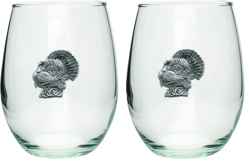 Miniatura 33 de Heritage Pewter Irish Fighter - Copas de vidrio sin tallo, juego de 2, copas de vino de copa de 15 onzas, vidrio de peltre elaborado por expertos