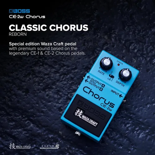 Miniatura 2 de BOSS CE-2W Chorus Pedal de efecto para guitarra Waza Craft premium con circuito analógico Reproducción fiel de los legendarios pedales de coro