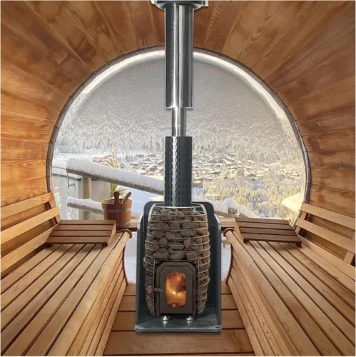 Miniatura 19 de Smartmak Sauna de vapor de barril al aire libre personalizada, 2-10 personas de cicuta canadiense/cedro rojo tradicional sala de sauna de madera