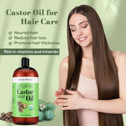 Miniatura 4 de Natural Riches Aceite de ricino orgánico, prensado en frío, certificado USDA para piel seca, pérdida de cabello, caspa, crecimiento del cabello