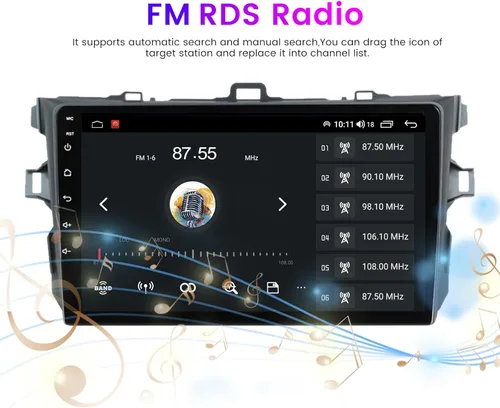 Miniatura 4 de Android 13 - Radio estéreo para automóvil para Toyota Corolla 2009-2012, Biorunn de 9 pulgadas, con GPS, inalámbrico, con cable, para automóvil