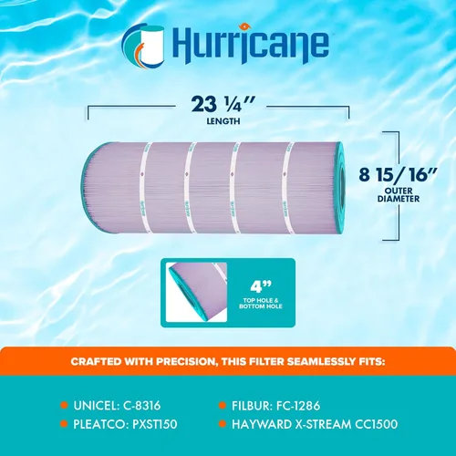 Miniatura 3 de Hurricane Filtros HF8316-01P Cartucho de filtro de piscina morado platino - Reemplazo para PXST150, Unicel C-8316, Filbur FC-1286, Hayward X-Stream