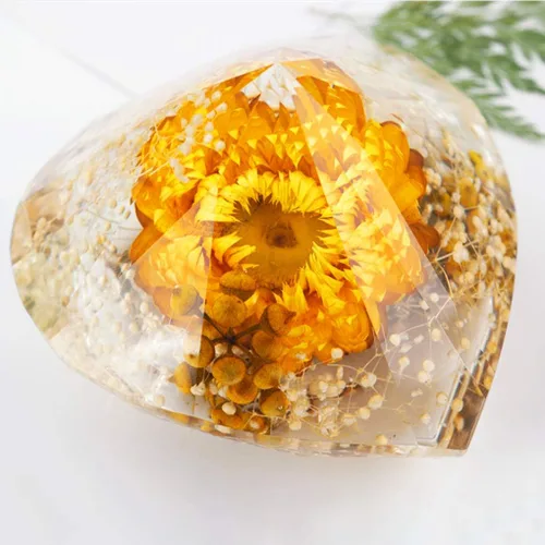 Miniatura 7 de Molde de resina en forma de corazón 3D, moldes de silicona para resina epoxi, piedra preciosa geométrica de bricolaje, fundición, cristal