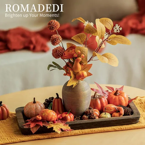 Miniatura 7 de Romadedi Bandeja decorativa de madera para velas, bandeja larga y estrecha de madera, decoración del hogar, centros de mesa rústicos, bandejas