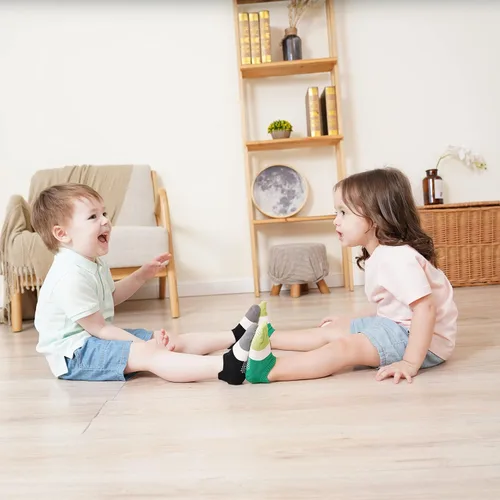 Miniatura 5 de J Poqobog Calcetines tobilleros antideslizantes para bebés, niños y niñas con suela antideslizante