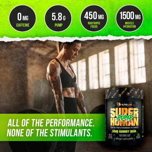 Miniatura 4 de ALPHA LION Superhuman Pump Polvo Pre Entrenamiento, Suplemento Pre Entrenamiento con Cafeína Nootrópica y Sin Estimulantes, Potenciador de Óxido