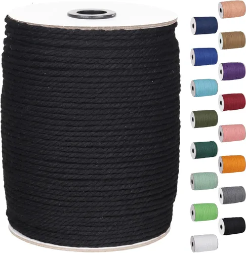 Miniatura 35 de Cordón de macramé de 1/8 pulgadas 220 yardas (200 metros) suministros naturales de macramé, hilo de macramé, cuerda de algodón de color, cuerda