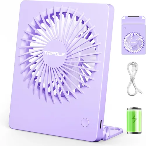 Miniatura 8 de TriPole - Ventilador de escritorio mini portátil recargable, ultra silencioso, pequeño de 4.5 pulgadas, para viajes personales con inclinación