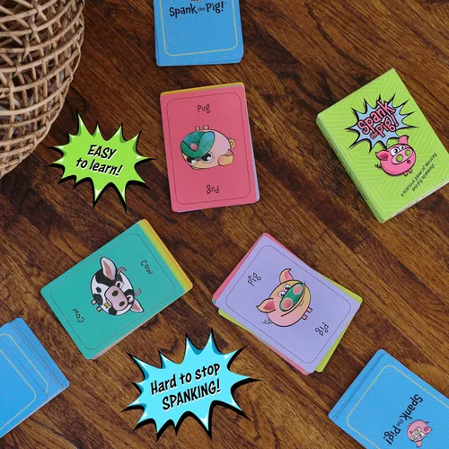 Miniatura 3 de Spank The Pig! - Divertido y divertido juego de cartas familiar para niños, adolescentes y adultos, divertidos juegos de ritmo rápido para 2 a 7