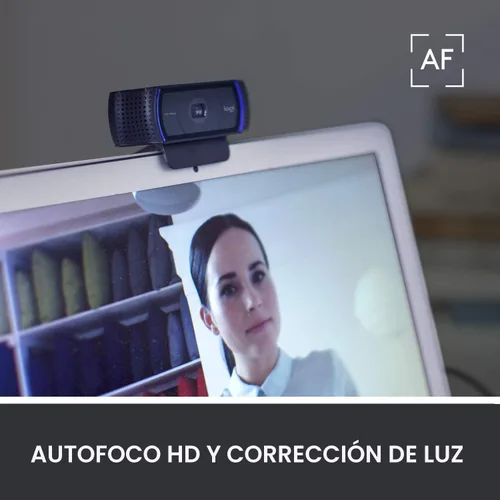 Miniatura 3 de Cámara web HD Pro C920 Logitech, visualización panorámica 1080P videollamadas y grabación, Negro