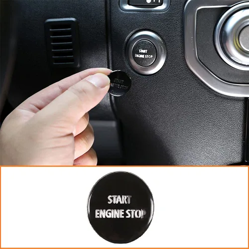 Miniatura 9 de Cubierta adhesiva para interruptor de botón de arranque y parada de motor rojo y plateado para LR4 Discovery 4 y Land Rover Range Rover
