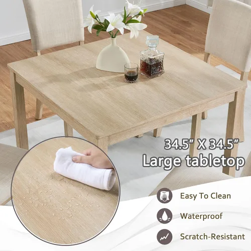 Miniatura 3 de Harper & Bright Designs Juego Moderno de Mesa de Comedor de 5 Piezas de Madera para 4 - Mesa de Cocina Cuadrada Pequeña de 34.5" & Sillas con Roble