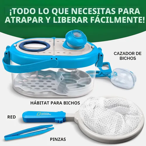 Miniatura 5 de Kit para atrapar insectos National Geographic para niños - Hábitat de insectos para niños con visor magnificado, atrapainsectos, pinzas y guía