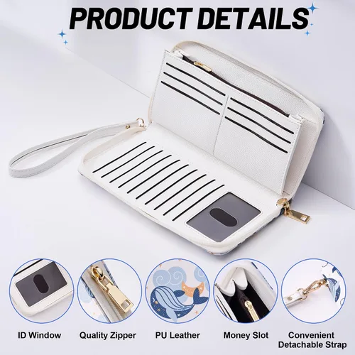 Miniatura 47 de Chelmon - Monedero para mujer de cuero genuino con bloqueo de señal RFID, para tarjetas de crédito