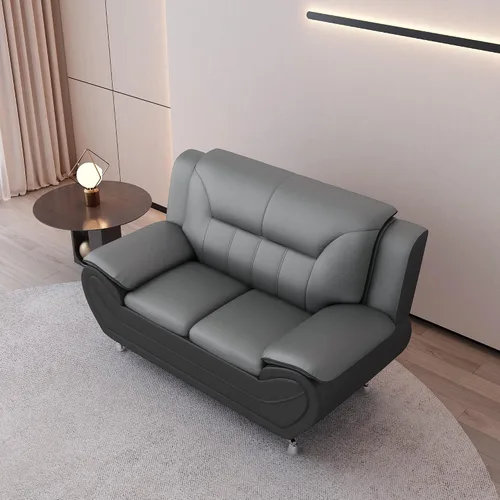 Miniatura 16 de Container Furniture Direct Sofá y sofá biplaza de piel sintética de estilo moderno con reposabrazos extra cómodos, ideal para sala de estar