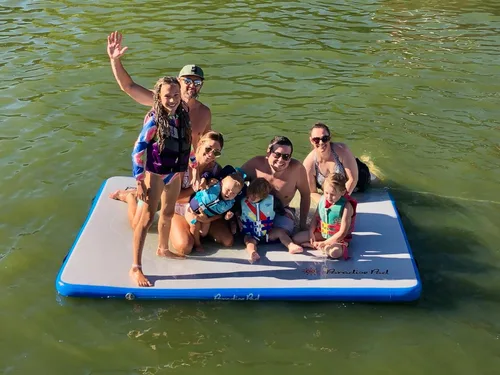 Miniatura 5 de Alfombrilla flotante inflable para lagos y piscinas, plataforma inflable, plataforma inflable, muelle de natación portátil de tamaño familiar