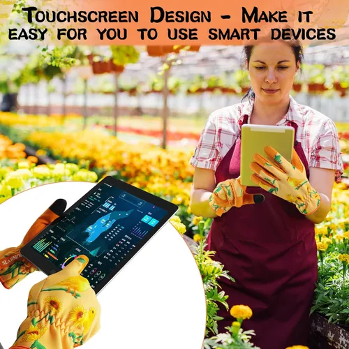 Miniatura 4 de Guantes de jardín de cuero para mujer, guantes de trabajo a prueba de espinas para desmalezar, cavar, plantar, podar guantes de jardín